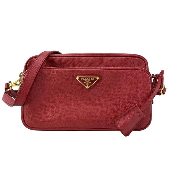 PRADA - Fuoco (Red) Saffiano Lux (Leather) Shoulder Bag 699-073125 - Picture 1 of 14